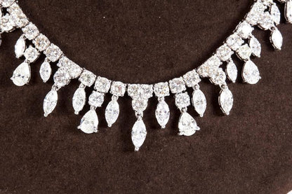Multi Shape Diamond 18k White Gold Drop Choker Necklace