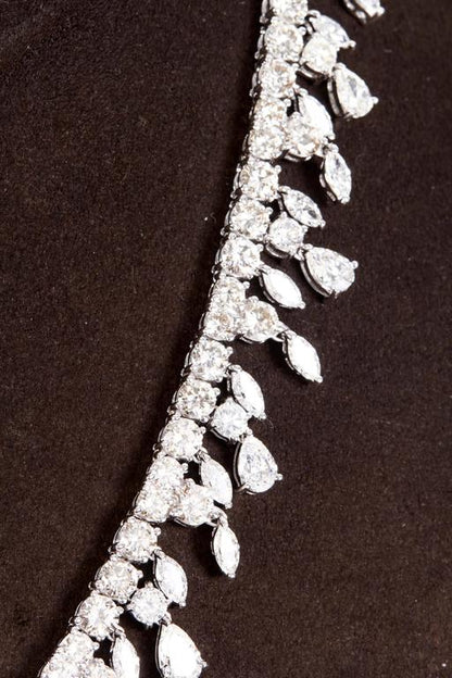 Multi Shape Diamond 18k White Gold Drop Choker Necklace