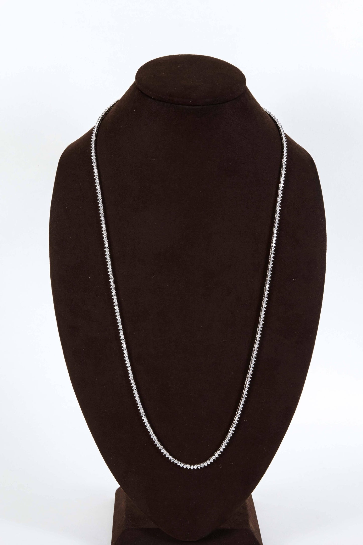 17.97 Carat F VS Diamond Opera Tennis Necklace 18k White Gold