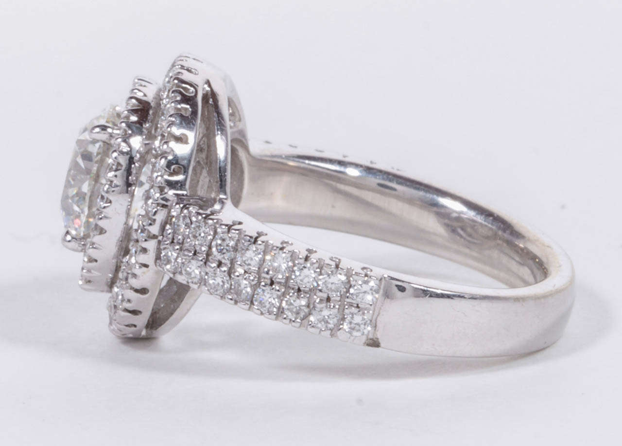 GIA Certified 1.70 Carat Round Diamond Double Halo Engagement Ring