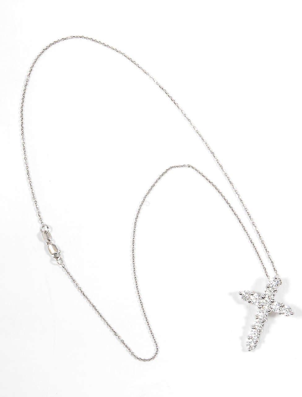 Classic 2.36 Carat Diamond Cross Pendant 14k White Gold Necklace
