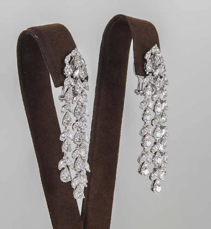 Exquisite 8.34ct Diamond Dangle Drop Earrings in 18k White Gold