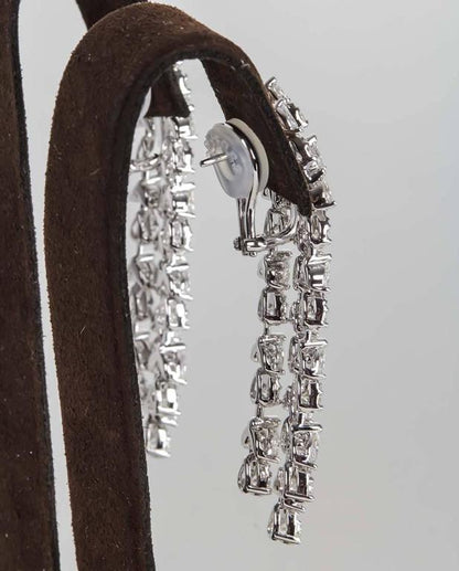 18k White Gold 8.34ct Diamond Marquise Dangle Drop Earrings
