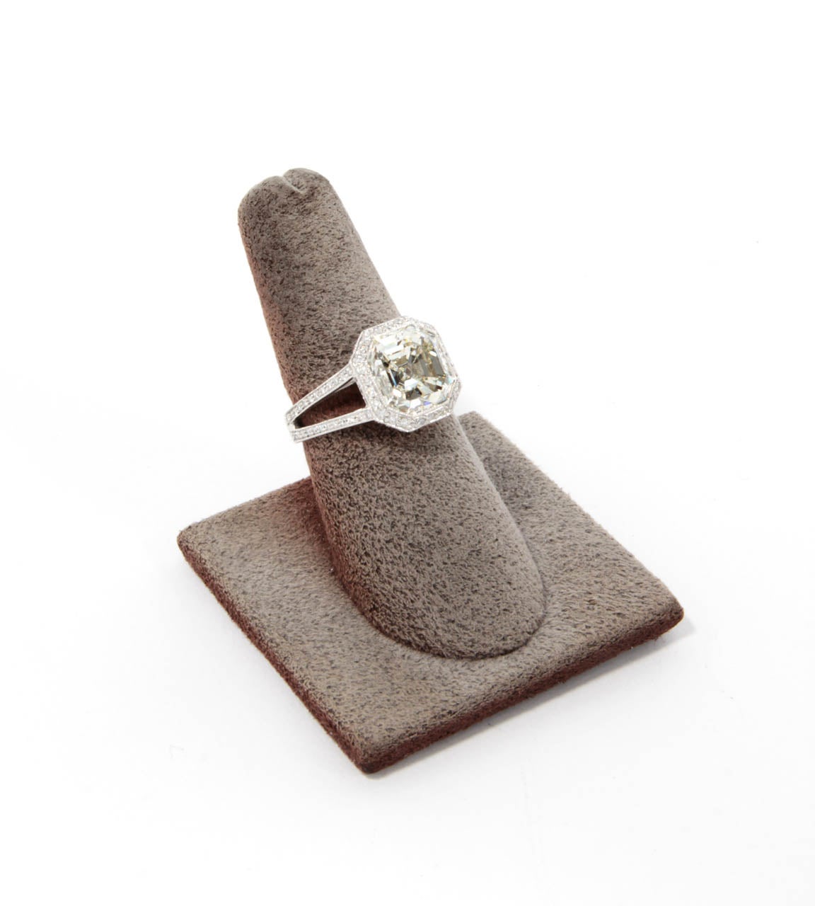 Certified 5.28 Carat Asscher Cut Diamond Platinum Engagement Ring