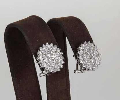 Classic Diamond 18k White Gold 2.39 Carat Button Earrings
