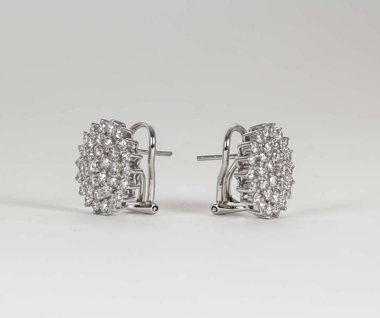 Classic Diamond 18k White Gold 2.39 Carat Button Earrings