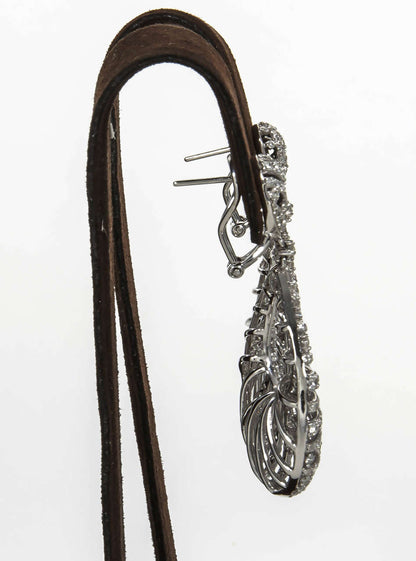 Elegant 3.50 Carat Pear Shaped Diamond 14k Gold Dangle Earrings