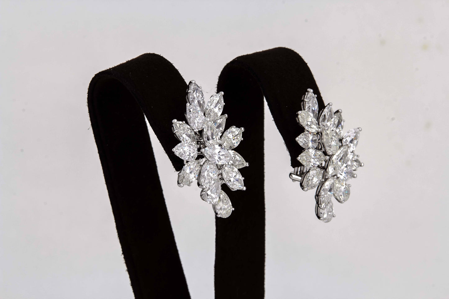 16.38ct Diamond Cluster Earrings Pear and Marquise 18k White Gold