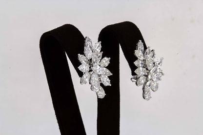16.38ct Diamond Cluster Earrings Pear and Marquise 18k White Gold