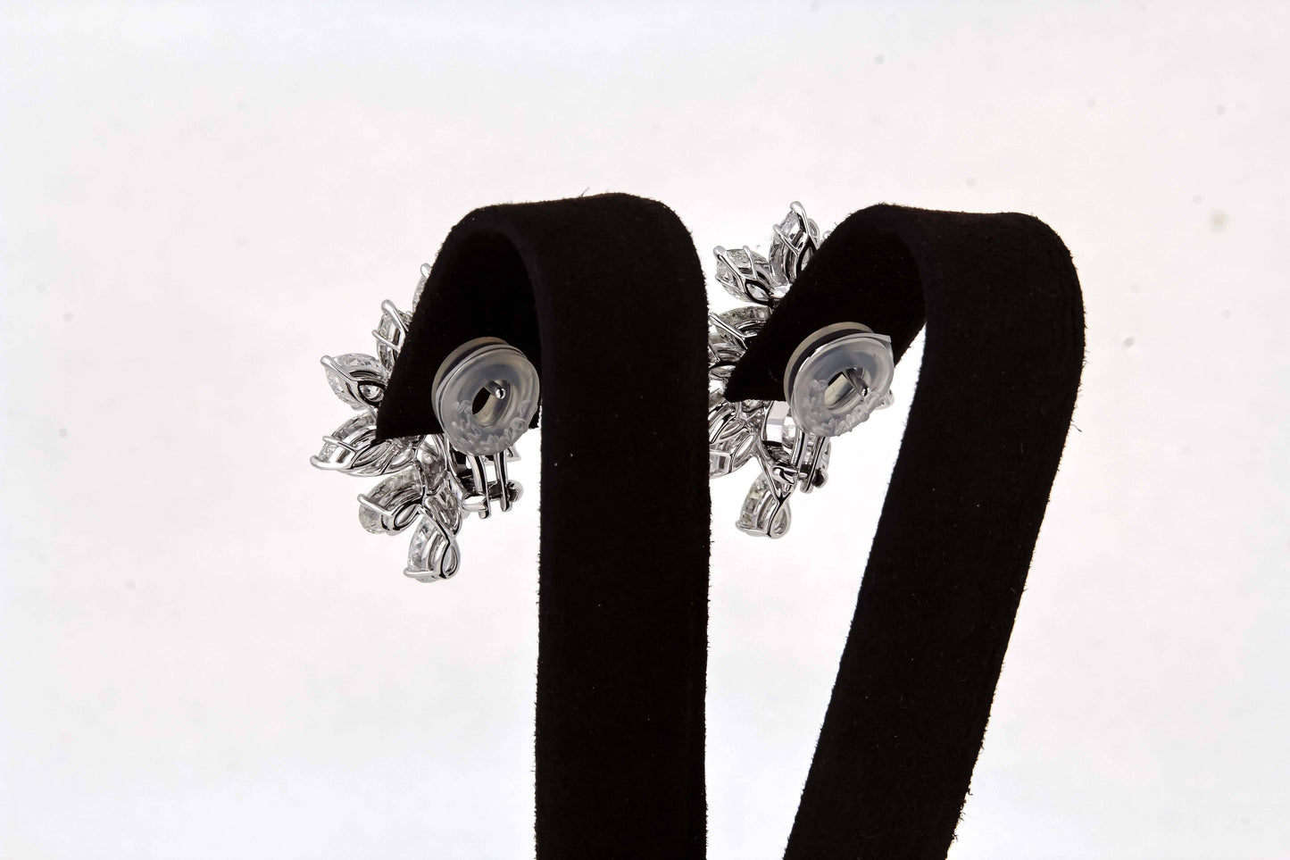 16.38ct Diamond Cluster Earrings Pear and Marquise 18k White Gold