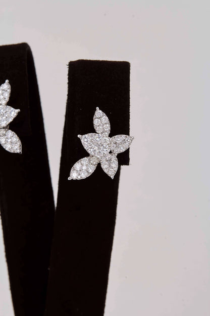 18k White Gold 1.85ct Brilliant Diamond Cluster Stud Earrings