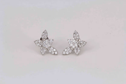 18k White Gold 1.85ct Brilliant Diamond Cluster Stud Earrings