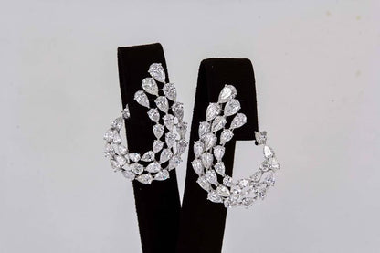 Diamond Scene Stunning 15.49ct Pear Shaped Diamond Gold Swirl Earrings