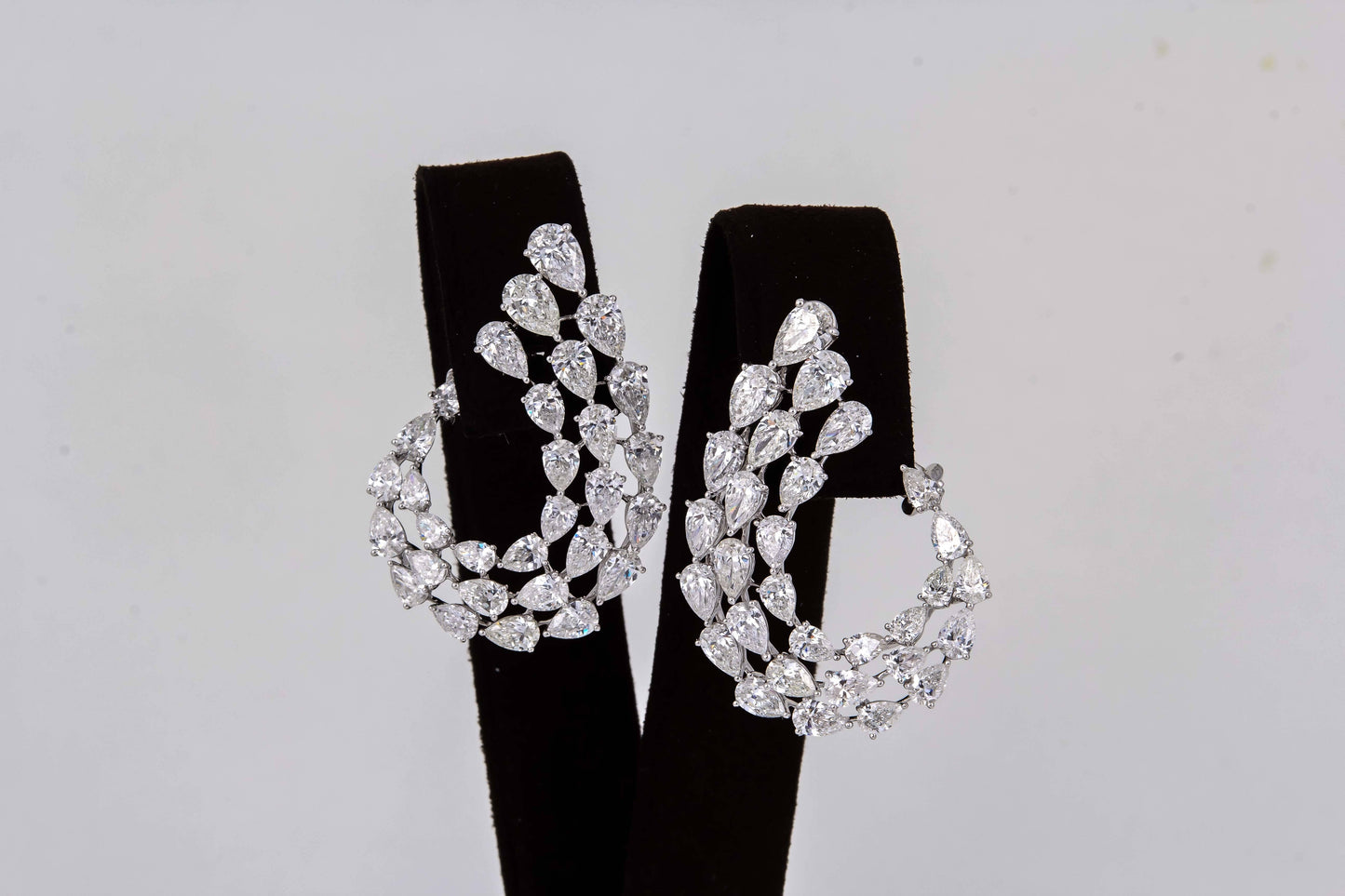 Diamond Scene 15.49ct Pear Shaped Diamond White Gold Swirl Earrings