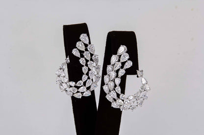 Diamond Scene 15.49ct Pear Shaped Diamond White Gold Swirl Earrings