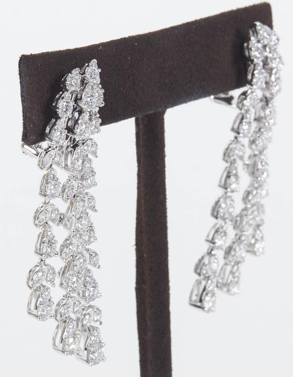 Classic 6.87 Carat Diamond Drop Earrings in 18k White Gold