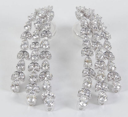 Stunning 6.87 Carat Round Brilliant Diamond Drop Earrings 18k Gold