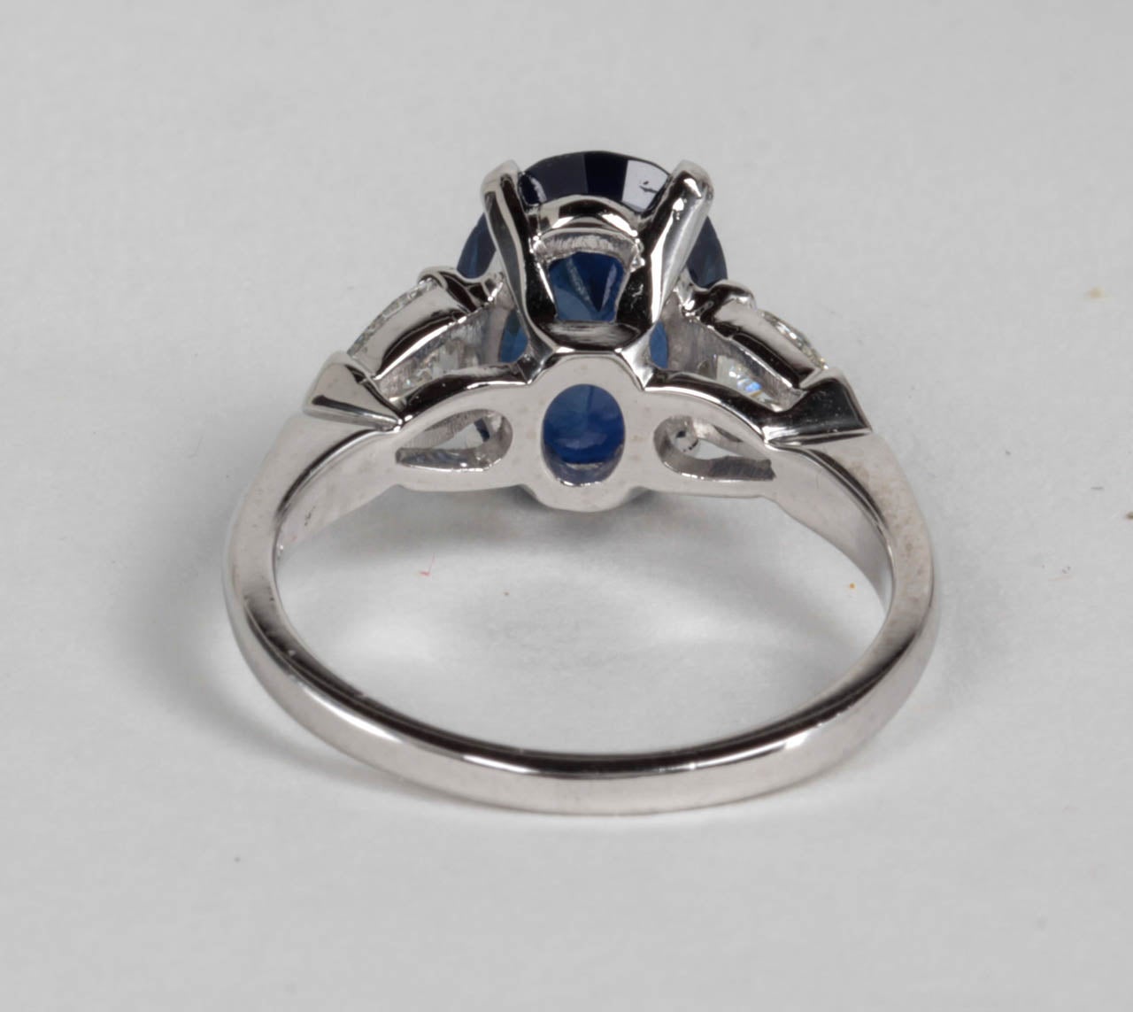Classic 2.92ct Oval Blue Sapphire Diamond Platinum Engagement Ring