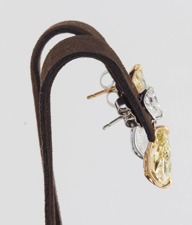 GIA Certified Fancy Yellow and White Diamond Gold Dangle Earrings