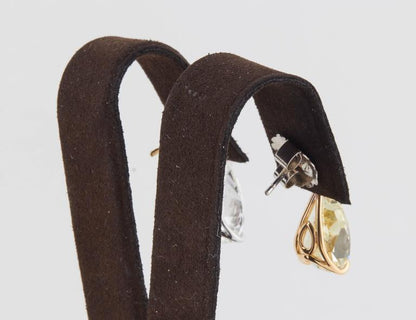 GIA Certified Fancy Yellow and White Diamond Gold Dangle Earrings