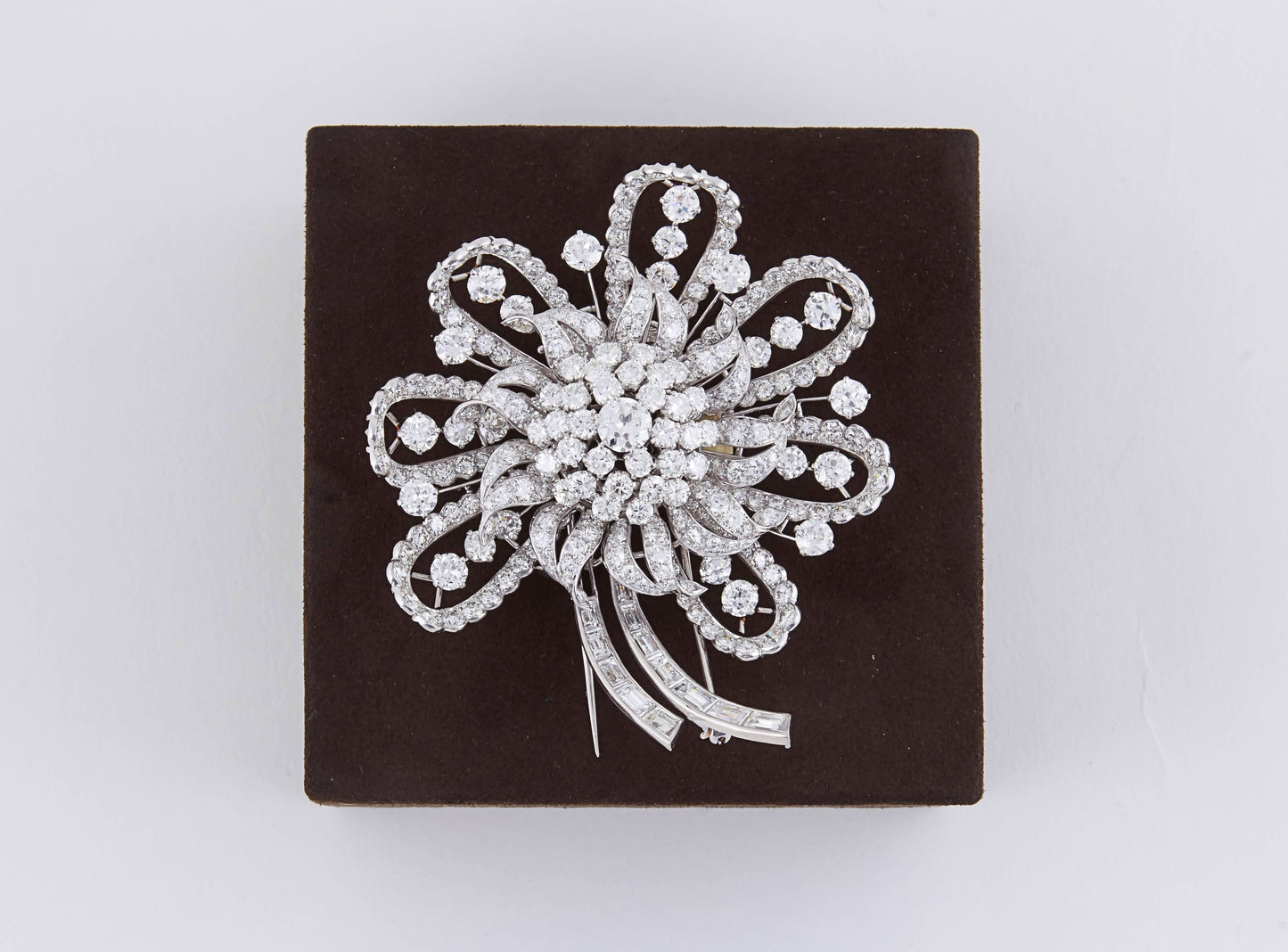 Incredible Vintage 1930s Estate 40 Carat Diamond Platinum Brooch Pin