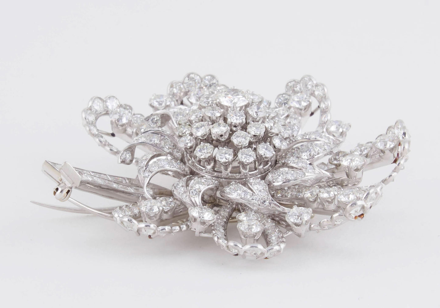 Incredible Vintage 1930s Estate 40 Carat Diamond Platinum Brooch Pin