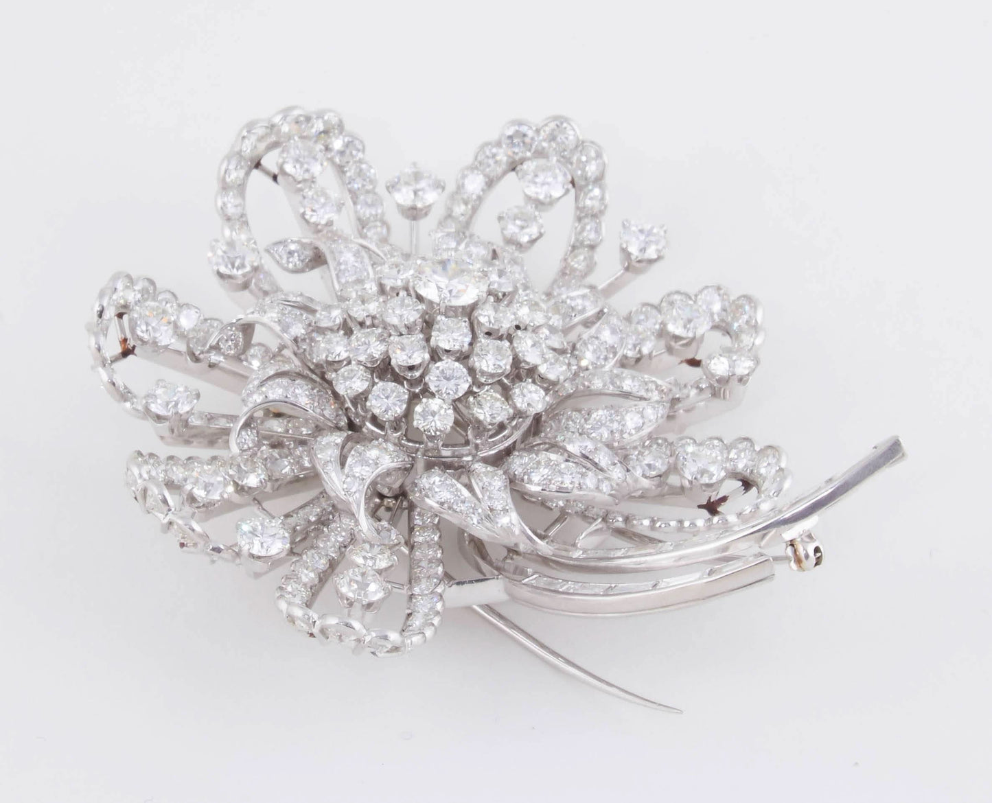 Incredible Vintage 1930s Estate 40 Carat Diamond Platinum Brooch Pin