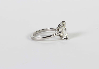 Elegant 4.26 Carat GIA Emerald Cut Diamond Platinum Solitaire Ring