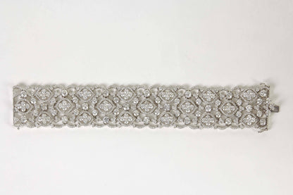 Exquisite 28.12 Carat Diamond Lace Bracelet in 18k White Gold