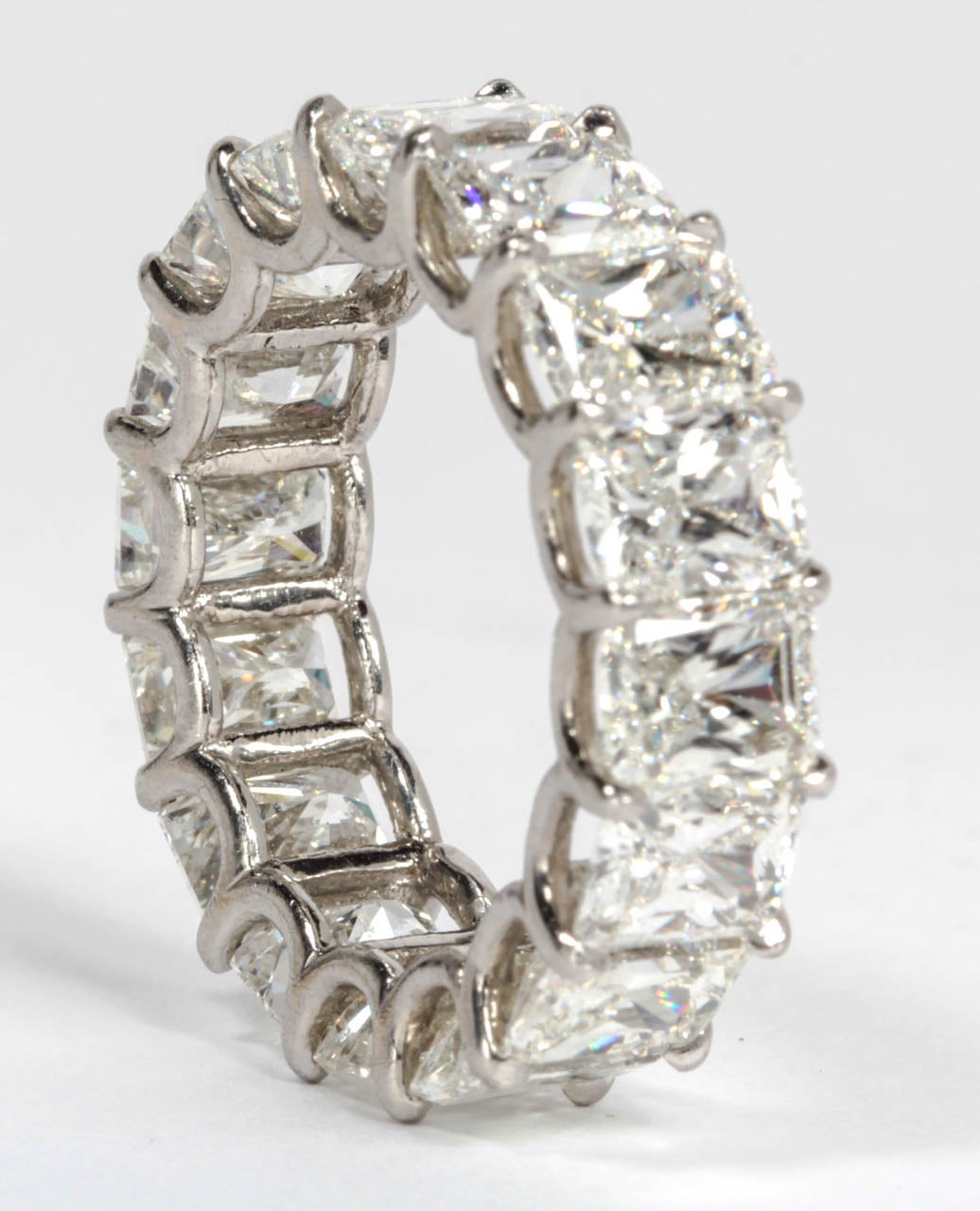 12.50 Carat Radiant Cut Diamond Eternity Band Platinum Wedding Ring