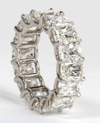 12.50 Carat Radiant Cut Diamond Eternity Band Platinum Wedding Ring