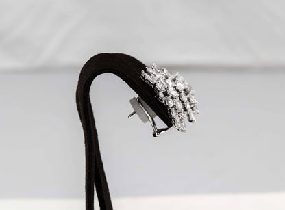 Elegant 3.42ct Pear Shape Diamond Cluster Clip-On Earrings 18k White Gold