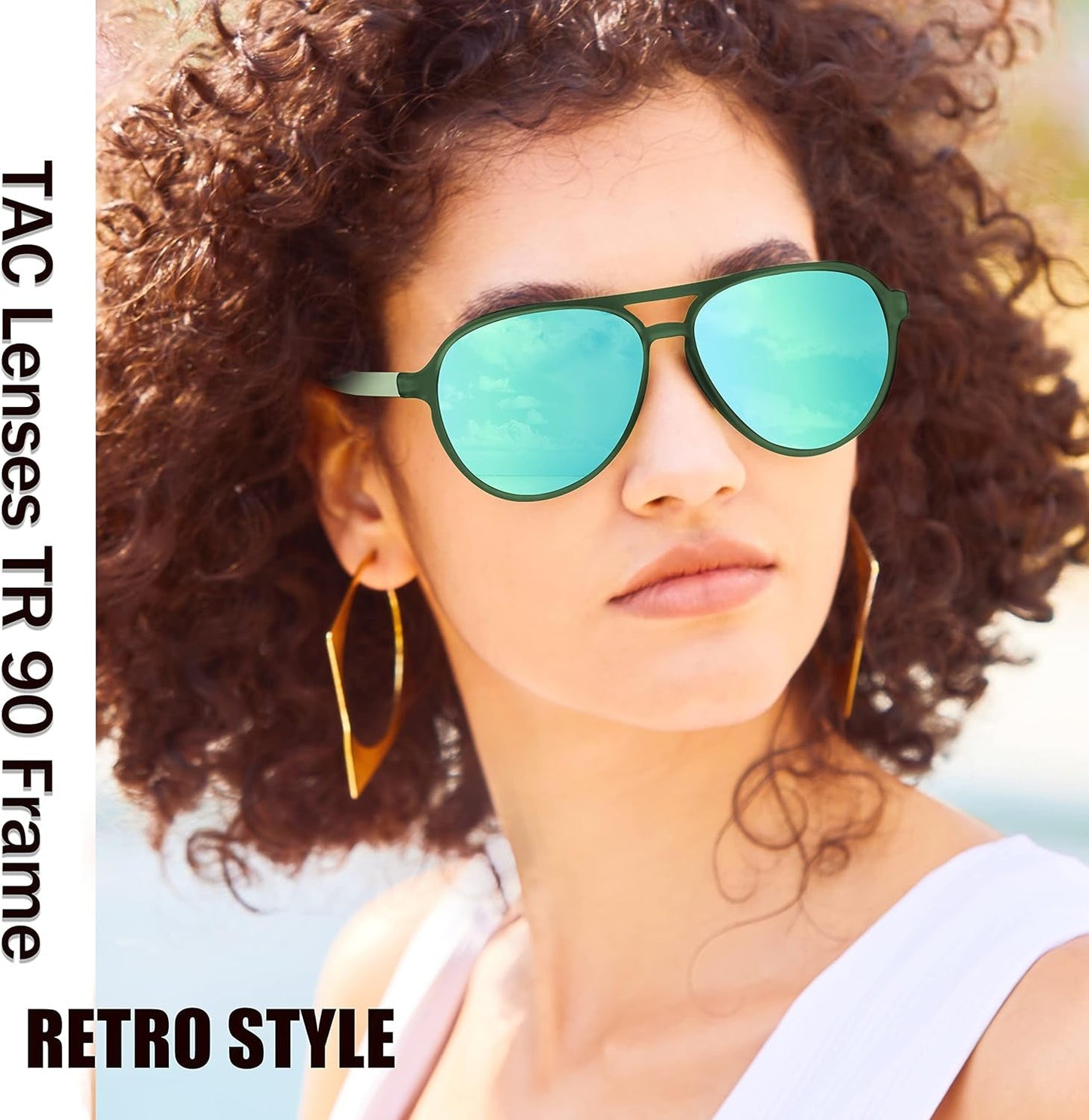 Lightweight TAC Polarized Tinted Classic Vintage Retro 70S Sunglasses, TR-90 Frame for Women Men, UV 400 Protection