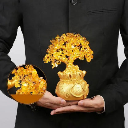 3 Size Festival Holiday Gifts Natural Citrine Quartz Crystal Money Tree in for Wealth Money Bay Lucky Tree