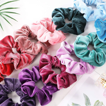 Scrunchies for Girls, 12 Pcs Velvet Scrunchies for Hair, Soft Ponytail Holder, Cute Colors Elastic Hair Bands for Teens and Women