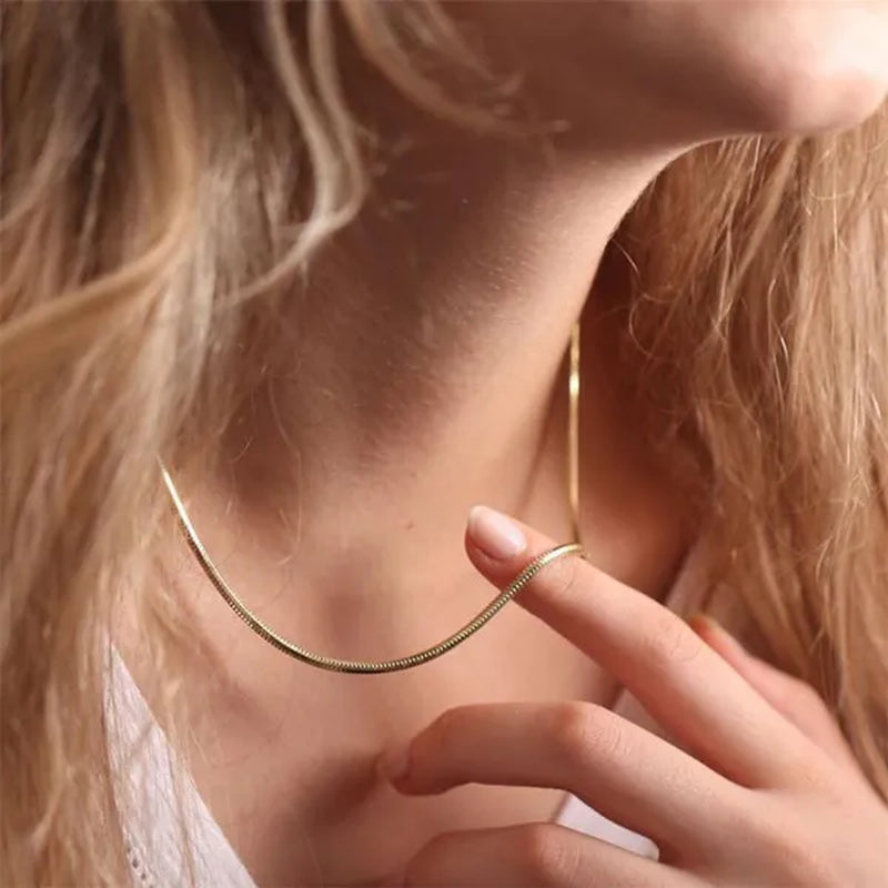 Fashion 925 Sterling Silver Italian Crafted 2MM Golden Snake Chain Necklace Minimalist DIY Chain Accessories