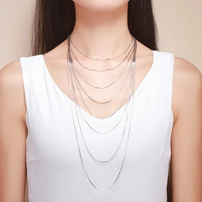 Best Ladies Chain Necklace Solid Surface Filled with 18K Gold and Italian 925 Sterling Silver Jewelry Figaro Snake Chain Necklace Fine Jewelry Length: 16-30 Inches - WORLD TIME VISITS