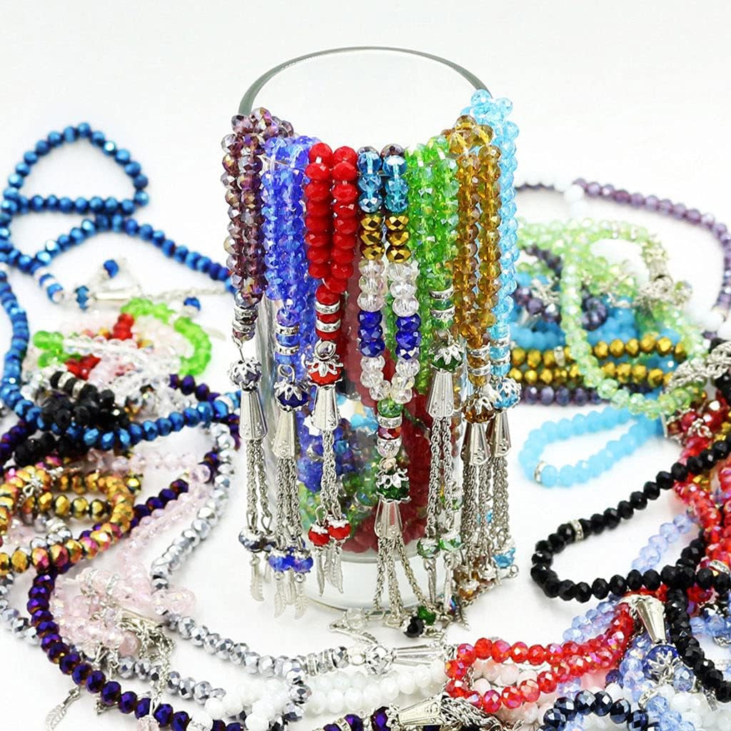 Muslim Tasbih 99 Rosary Bead Islam Prayer Misbaha Emulation Crystal Agate Resin Beads Islamic Worship Ceremony Religious Eid Ramadan Present Pray Accessory