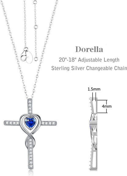 Love Infinity Necklace for Her Birthday Gifts Wife Mom March April Birthstones Aquamarine and More Stones Jewelry 925 Sterling Silver