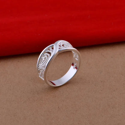 Gorgeous Rounded Hollow Shiny Ring Wholesale Price Fashion 925 Jewelry 925 Sterling Silver Rings for women Engagemetn/Wedding Party Jewelry Gift