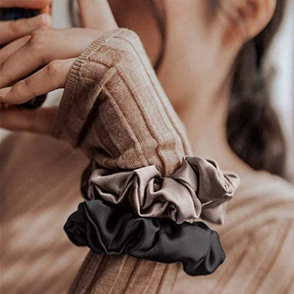 6 Pieces Satin Silk Scrunchies for Hair, Big Hair Scrunchies Satin Hair Ties Ponytail Holder No Hurt Your Hair Wedding Bridal Silk Hair Ties
