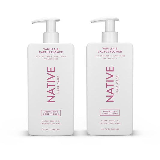 Vanilla & Cactus Flower Volumizing Conditioner Contains Naturally Derived Ingredients| All Hair Types - Color & Treated, Fine to Dry Damaged |Sulfate & Dye Free, 16.5 Fl Oz Each (2 Pack)