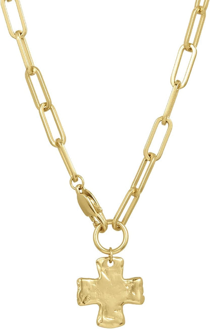 Chunky Cross Chain Necklace for Women – Premium Waterproof, Tarnish-Free, Gold PVD Coated Jewelry – Hypoallergenic – Perfect for Beach, Weddings, Gifts - WORLD TIME VISITS