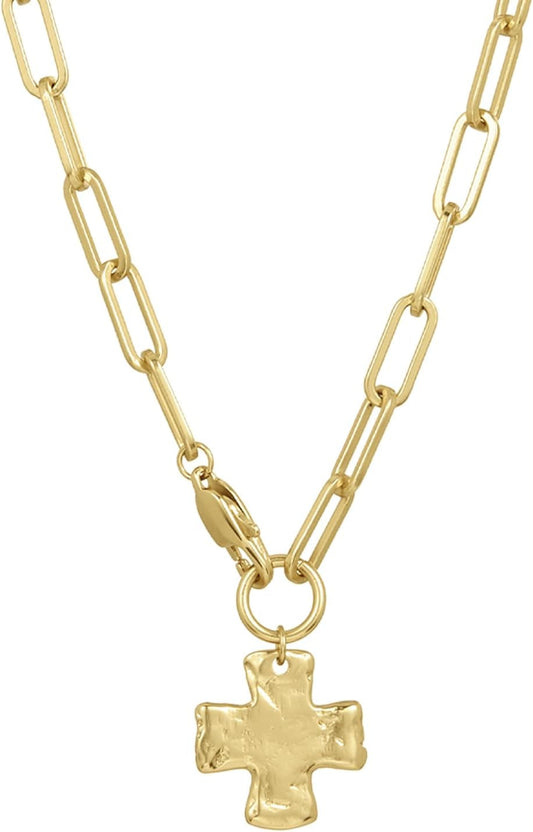 Chunky Cross Chain Necklace for Women – Premium Waterproof, Tarnish-Free, Gold PVD Coated Jewelry – Hypoallergenic – Perfect for Beach, Weddings, Gifts - WORLD TIME VISITS