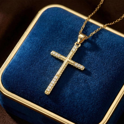 14K Gold Cross Necklace for Women, Dainty Delicate Small Cross Pendant Elegant Gold Trendy Jewelry Luxury Gift for Her, Mom, Wife, Girlfriend Valentines Day Gifts