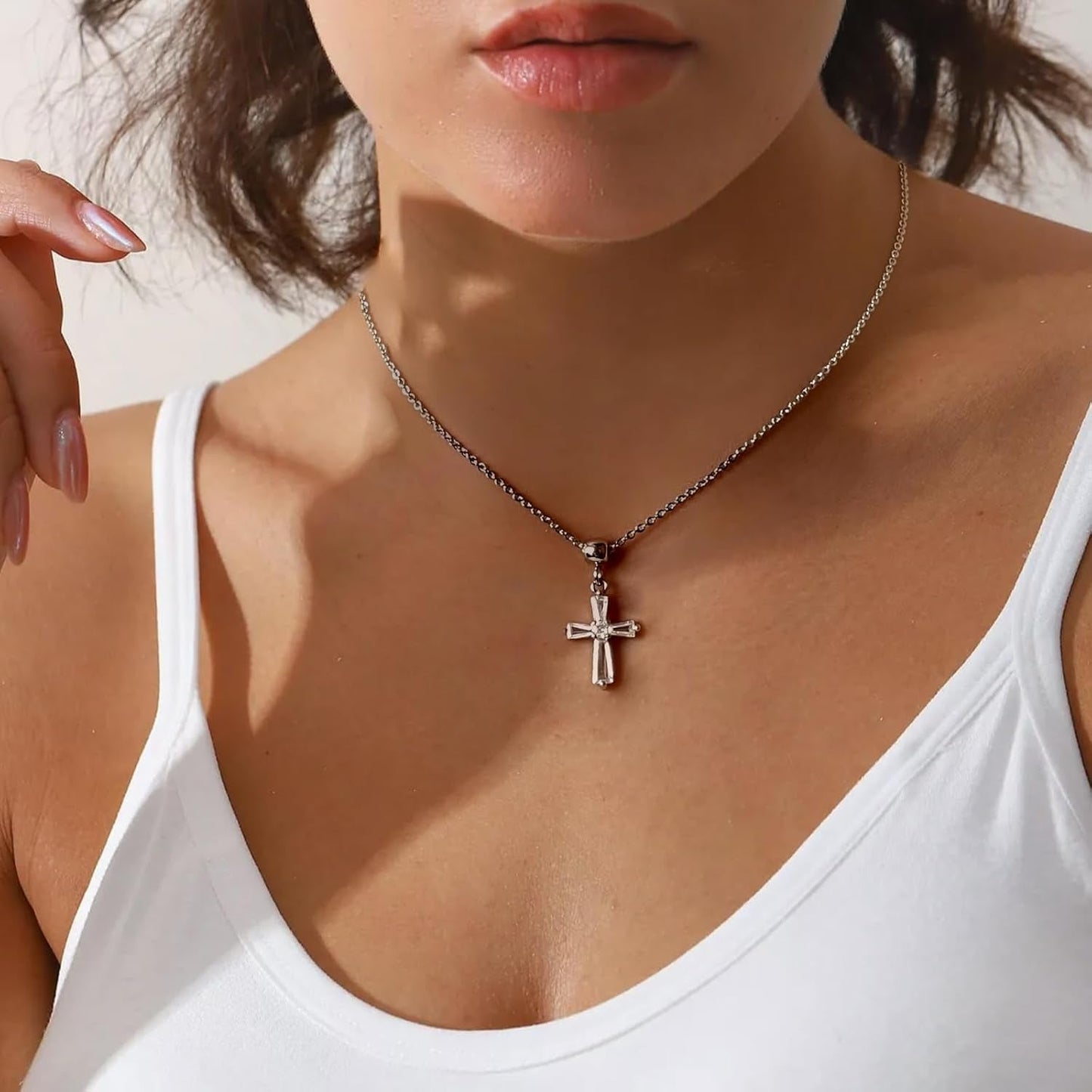 Dainty 14K Gold Choker Cross Charm Necklace for Women, Cross Gold Pendant Necklace Trendy Non Tarnish