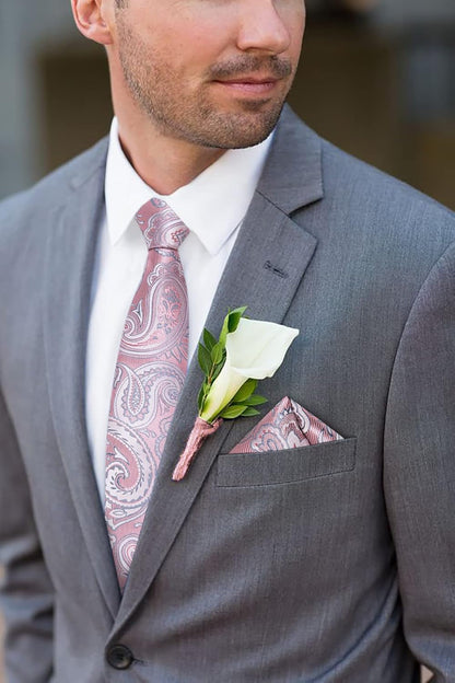 Paisley Ties for Men Silk Necktie and Pocket Square Cufflinks Tie Clip Set Woven Classic Mens Tie for Wedding Party