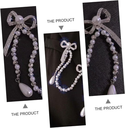 Brooch Pin for Women Elegant Lady Pin Brooch Pearl and Diamond Tassel Brooch Chain Accessory for Dresses Coats and Shawls