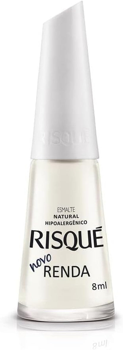 Nail Polish  White | Esmalte De Unhas | Fast Dry, Hypoallergenic, Long-Lasting, Extra Sparkle, Made in Brazil | Novo Renda, 0.3 Oz, 8Ml