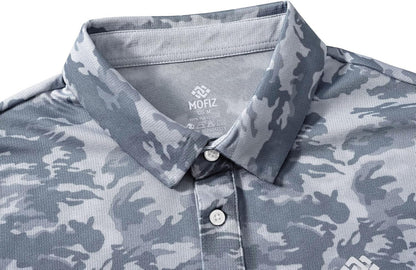 Men'S Camo Polo Golf Shirt Hiking Dry Fit Short Sleeve T-Shirts Pique Collared Polo Jersey